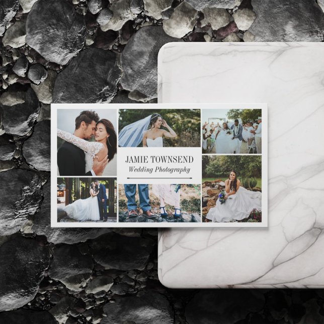 White Photo Collage Professional Photographer Business Card (Creator Uploaded)