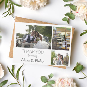 White Photo Collage Wedding thank you card