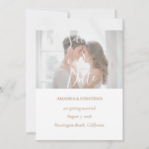 White Photo Elegant Wedding Save the Date Card