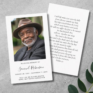 White Photo Sympathy Funeral Memorial Card