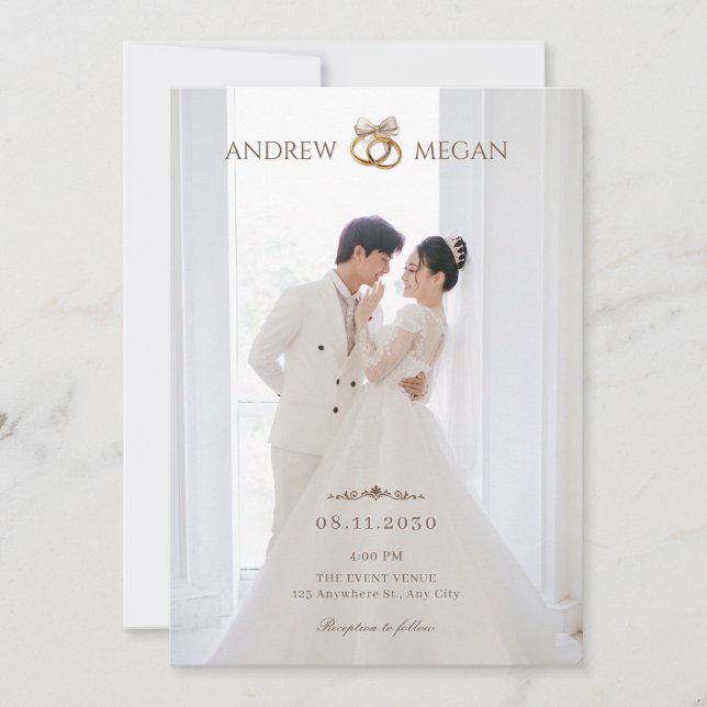 White photo wedding Invitation (Front)