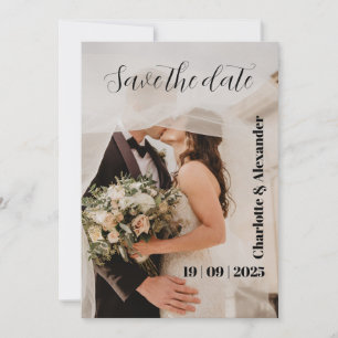 White Photographic Save the Date Virtual Invitatio Holiday Card