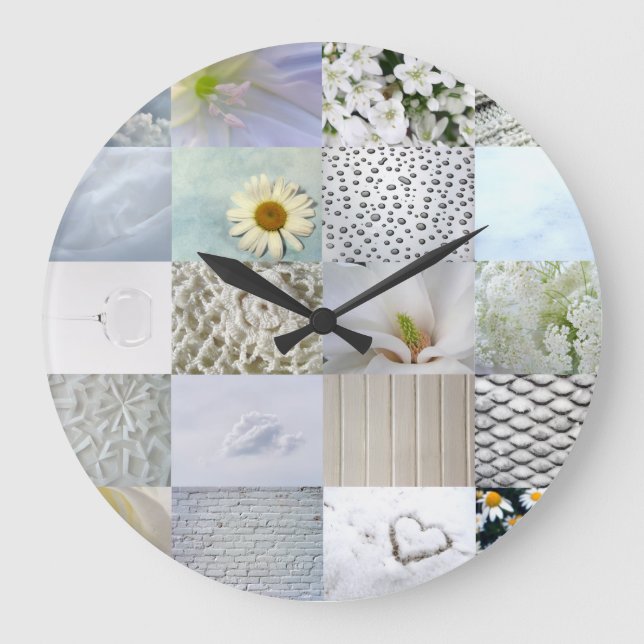 White photography collage large clock (Front)