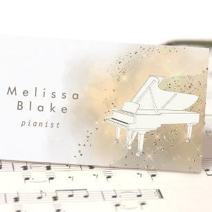 white piano golden dust business card
