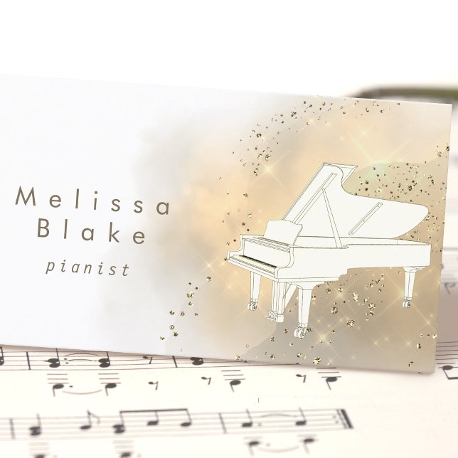 white piano golden dust business card (Creator Uploaded)