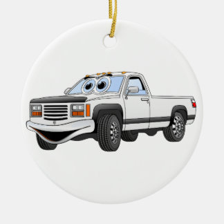 White Pick Up Truck Cartoon Ceramic Tree Decoration