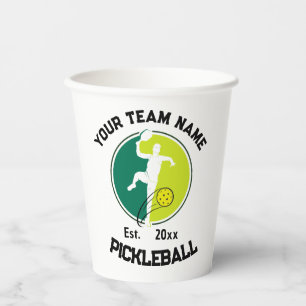 White Pickleball Club Team Player Pickler Custom Paper Cups