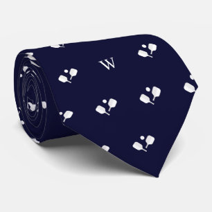 White Pickleball Paddles Monogram Initial Blue Tie