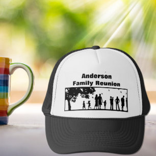 White Picnic Graphic Family Reunion   Family Name Trucker Hat