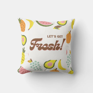 "White Pillow with Refreshing Fruit Design"