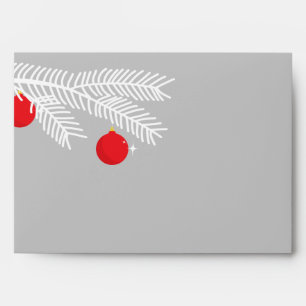 White Pine Branch and Baubles Christmas Envelopes