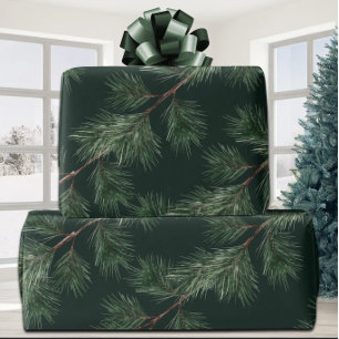 White Pine Garlands Deep Pine Green Wrapping Paper