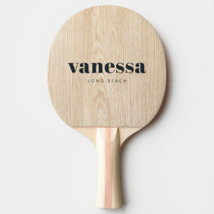 White Pine Minimal Modern Classic Name Ping Pong Paddle