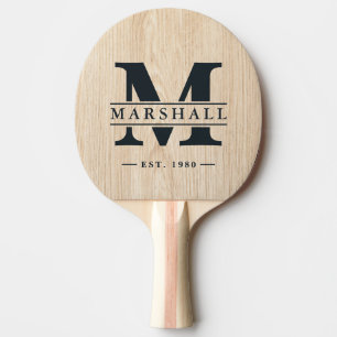 White Pine Monogram & Name Overlay Ping Pong Paddle