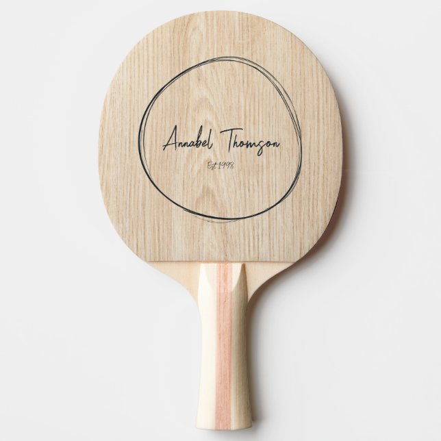 White Pine Name in Drawn Circle  Ping Pong Paddle (Front)
