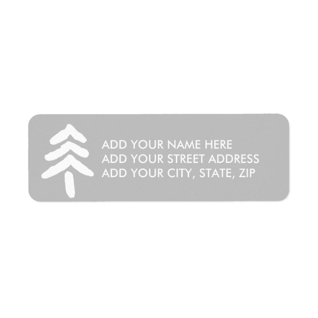 White Pine Tree on Grey Return Address Labels (Front)