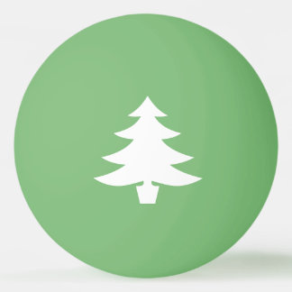 White Pine Tree Shape on Green Ping Pong Ball