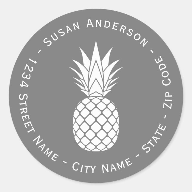 White Pineapple Tropical Return Address Label (Front)