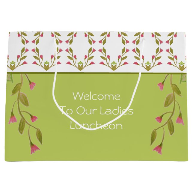 White Pink And Lime Green Large Gift Bag (Front)