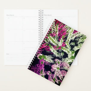 White, pink and purple flowers planner