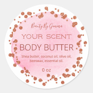 White Pink And Rose Gold Dots Body Butter Labels