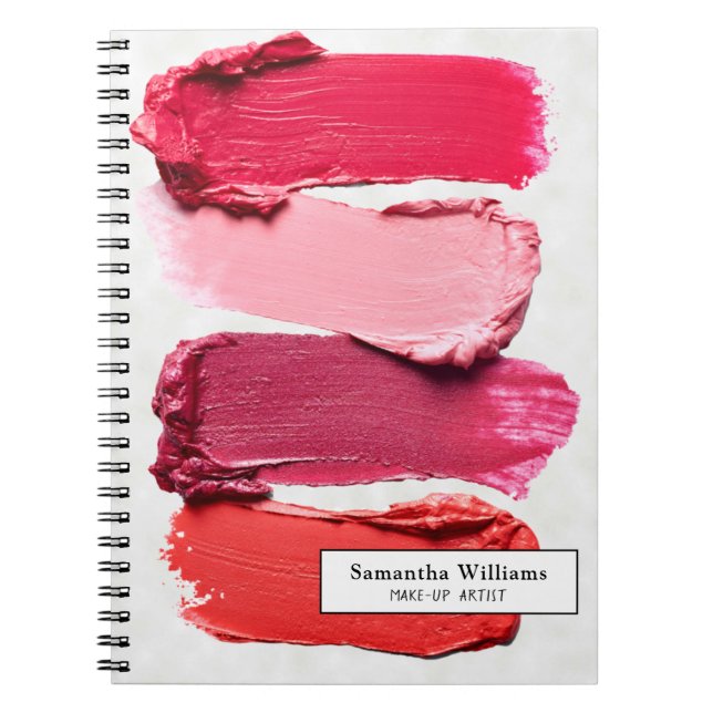 White Pink Beauty Salon Make-up Artist Lipstick Notebook (Front)
