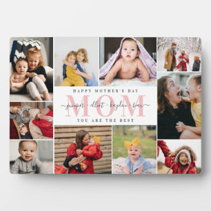 White Pink Best Mom Mother's Day Photo Collage Plaque