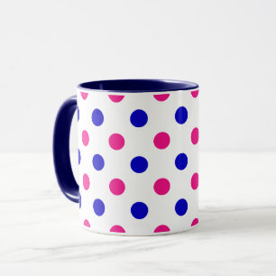 White Pink Blue Polka Dot Pattern Mug
