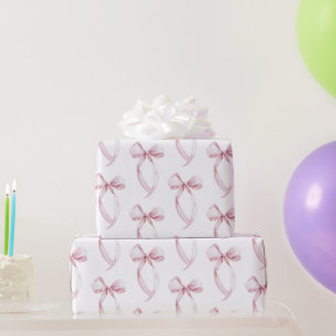 White Pink Bows Birthday Wrapping Paper