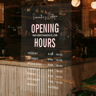 White & Pink Business Opening Hours Modern
