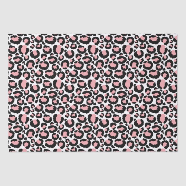 White Pink Cheetah Print Tissue Paper (Front)