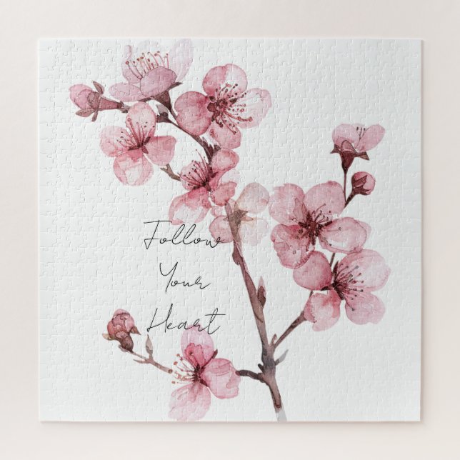 White Pink Cherry Blossom Floral  Jigsaw Puzzle (Vertical)