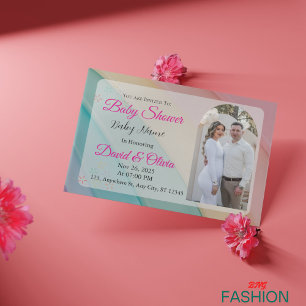 White & Pink Classic Colorful Baby Shower  Invitation