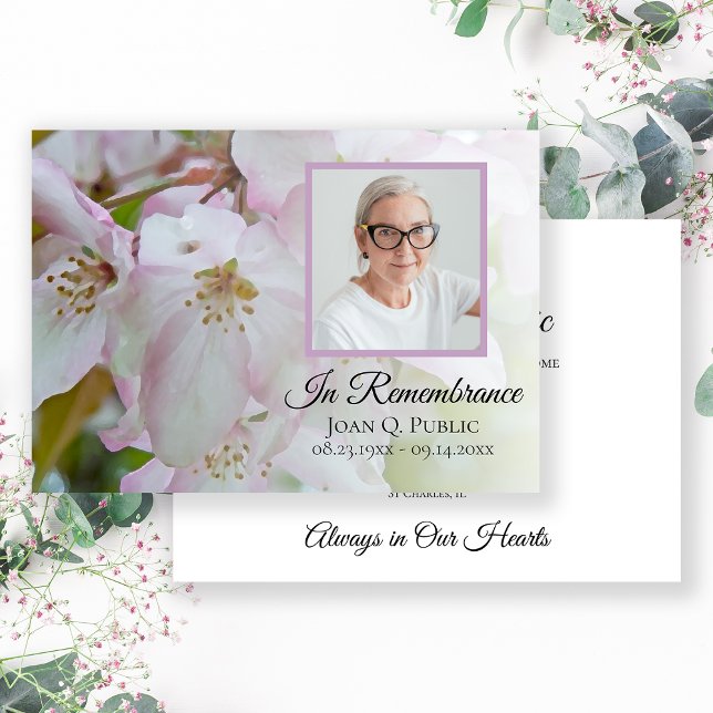 White Pink Crab Apple Flowers Death Anniversary   Invitation (Creator Uploaded)