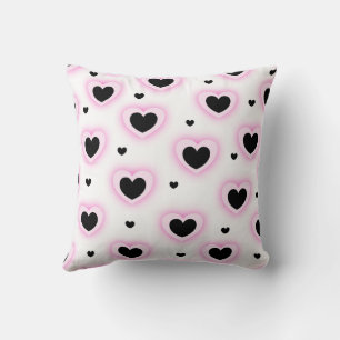 White Pink Cute Cosy Modern Romantic Chic Heart  Cushion