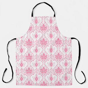 white pink damask pattern  apron