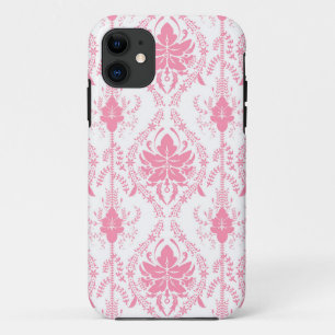 white pink damask pattern Case-Mate iPhone case