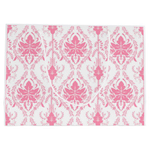 white pink damask pattern  large gift bag