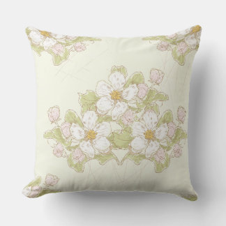 White & Pink Dogwood in Bloom Floral Throw Pillow