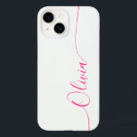 White Pink Elegant Calligraphy Script Name Case-Mate iPhone 14 Case<br><div class="desc">White Pink Elegant Calligraphy Script Custom Personalised Name iPhone 14 Smart Phone Cases features a modern and trendy simple and stylish design with your personalised name in elegant hand written calligraphy script typography on a white background. Designed by ©Evco Studio www.zazzle.com/store/evcostudio</div>