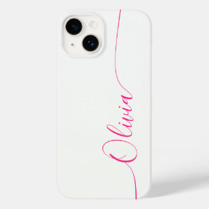 White Pink Elegant Calligraphy Script Name Case-Mate iPhone 14 Case