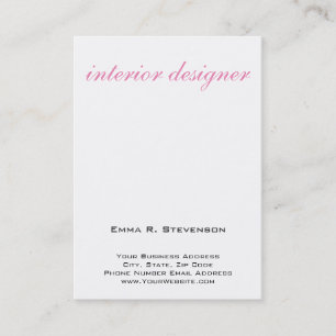 White Pink Elegant Plain Interior Designer Business Card