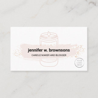 White Pink elegant simple soy candle logo Business Card