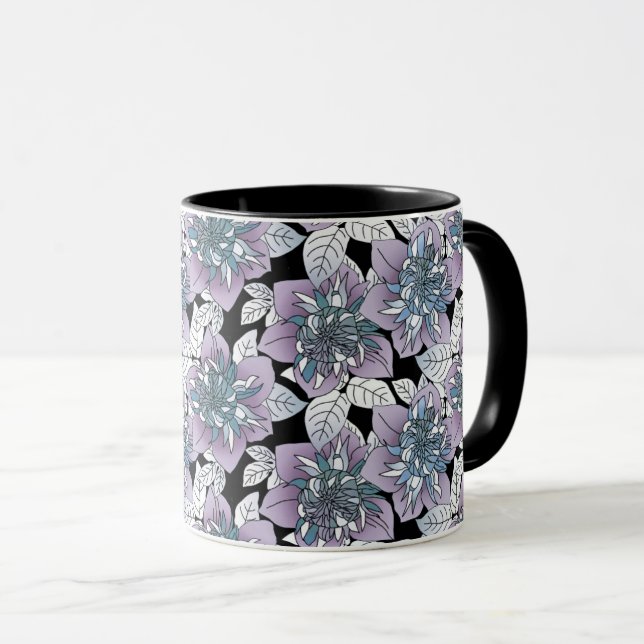 White & Pink Floral Harmony Mug (Front Right)