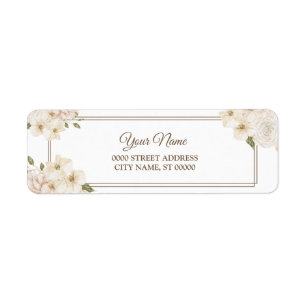 White Pink Floral Modern Wedding Return Address