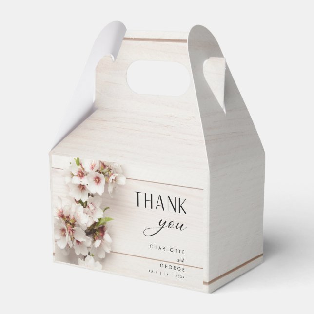 White Pink Floral | Wedding Favour Box (Front Side)