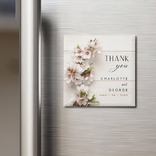 White Pink Floral   Wedding Favour Magnet