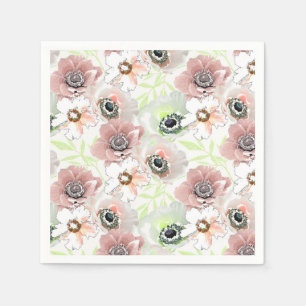 White, pink flowers. napkin