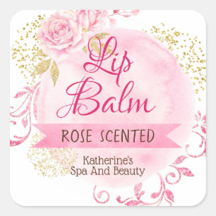 White Pink Gold Flowers Rose Lip Balm Scrub Labels