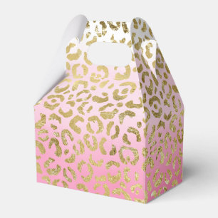 White Pink Gold Glam Leopard Favour Box